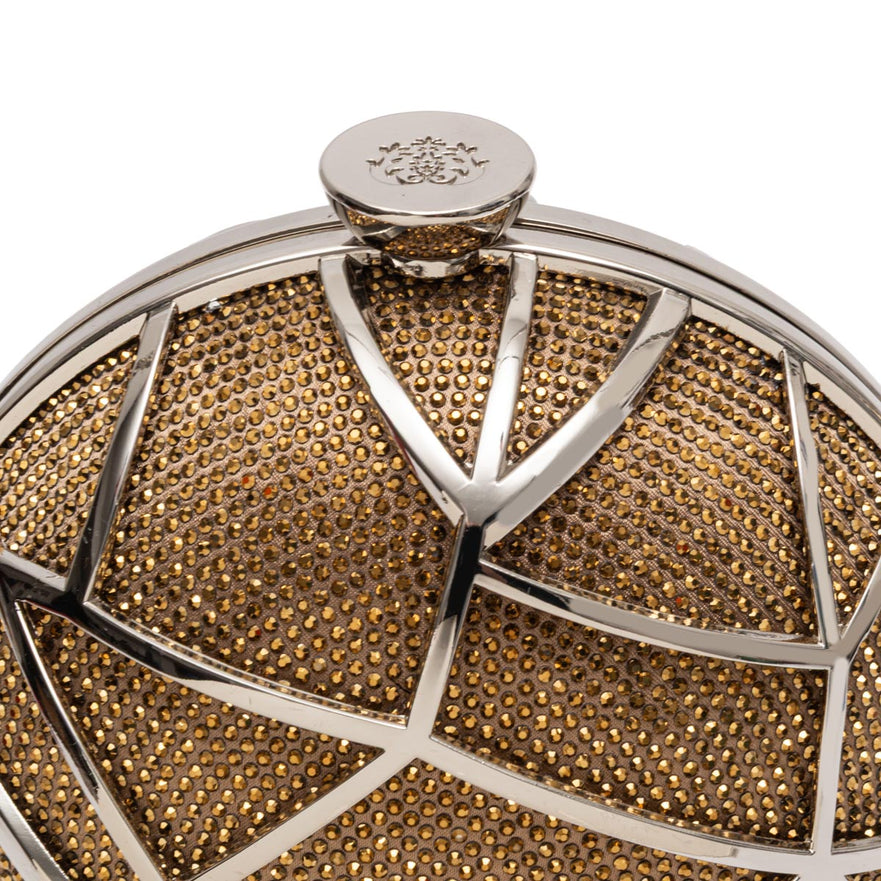 BOLSA CLUTCH ESFERA PEQUENA  DE CRISTAIS COM OURO