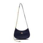 BOLSA SHOULDER FOREVER PEQUENA COURO CAIMAN COBALTO OURO