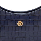 BOLSA SHOULDER FOREVER PEQUENA COURO CAIMAN COBALTO OURO