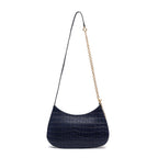 BOLSA SHOULDER FOREVER PEQUENA COURO CAIMAN COBALTO OURO