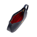 BOLSA SHOULDER FOREVER PEQUENA COURO CAIMAN COBALTO OURO