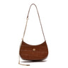 BOLSA SHOULDER FOREVER PEQUENA COURO CAIMAN PECAN OURO