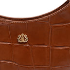 BOLSA SHOULDER FOREVER PEQUENA COURO CAIMAN PECAN OURO
