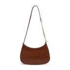 BOLSA SHOULDER FOREVER PEQUENA COURO CAIMAN PECAN OURO