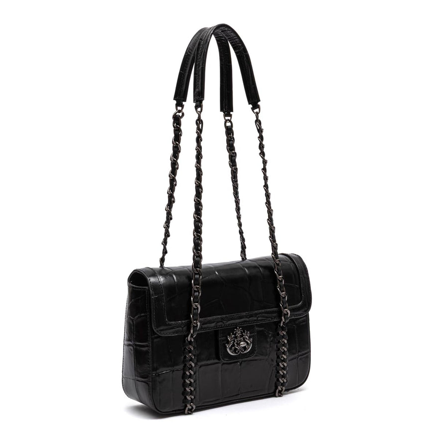 BOLSA TOTE FLAP SIENNA MÉDIA COURO PRETO