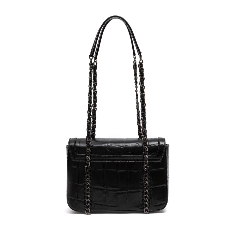 BOLSA FLAP SIENNA MÉDIA COURO PRETA