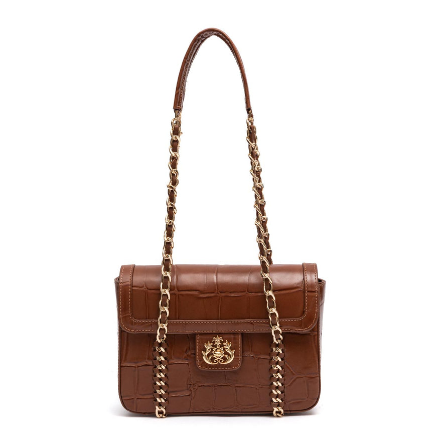 BOLSA FLAP SIENNA MÉDIA COURO PECAN