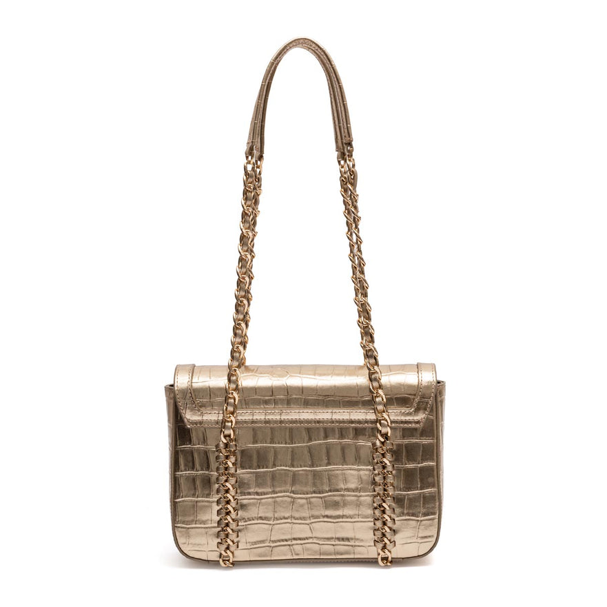 BOLSA FLAP SIENNA MÉDIA COURO OURO