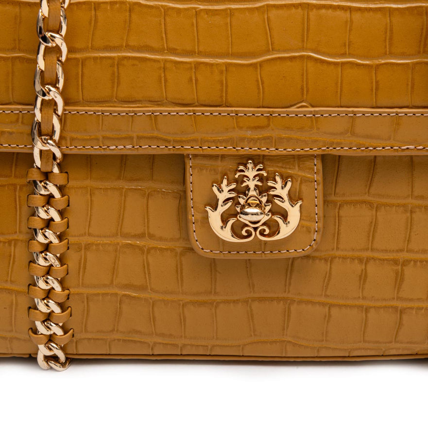 BOLSA TOTE FLAP SIENNA MÉDIA COURO AÇAFRÃO
