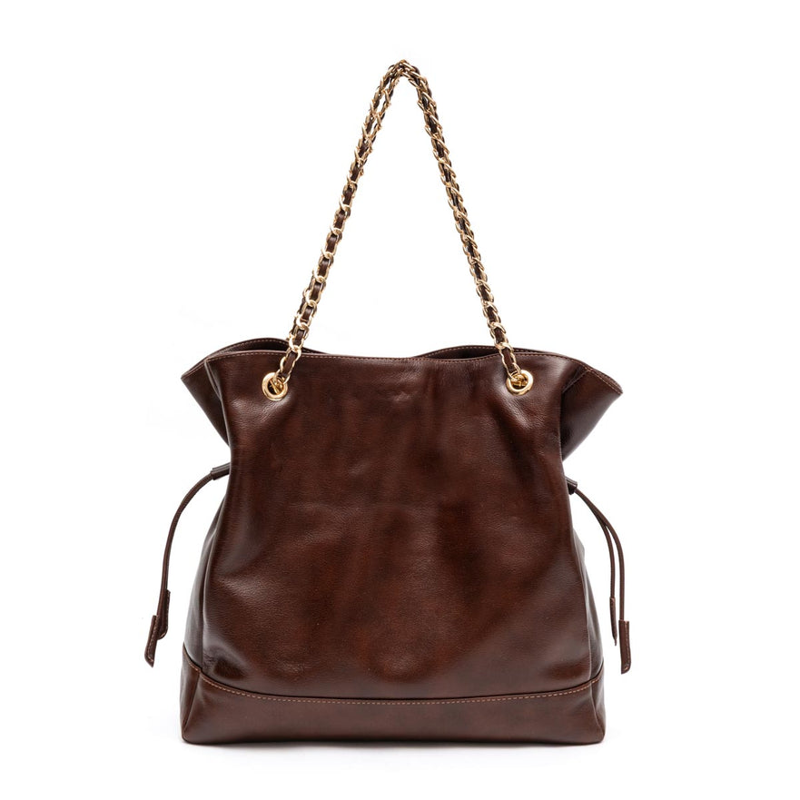BOLSA TOTE DAHLIA MERCER GRANDE COURO ESTONADO PINHÃO
