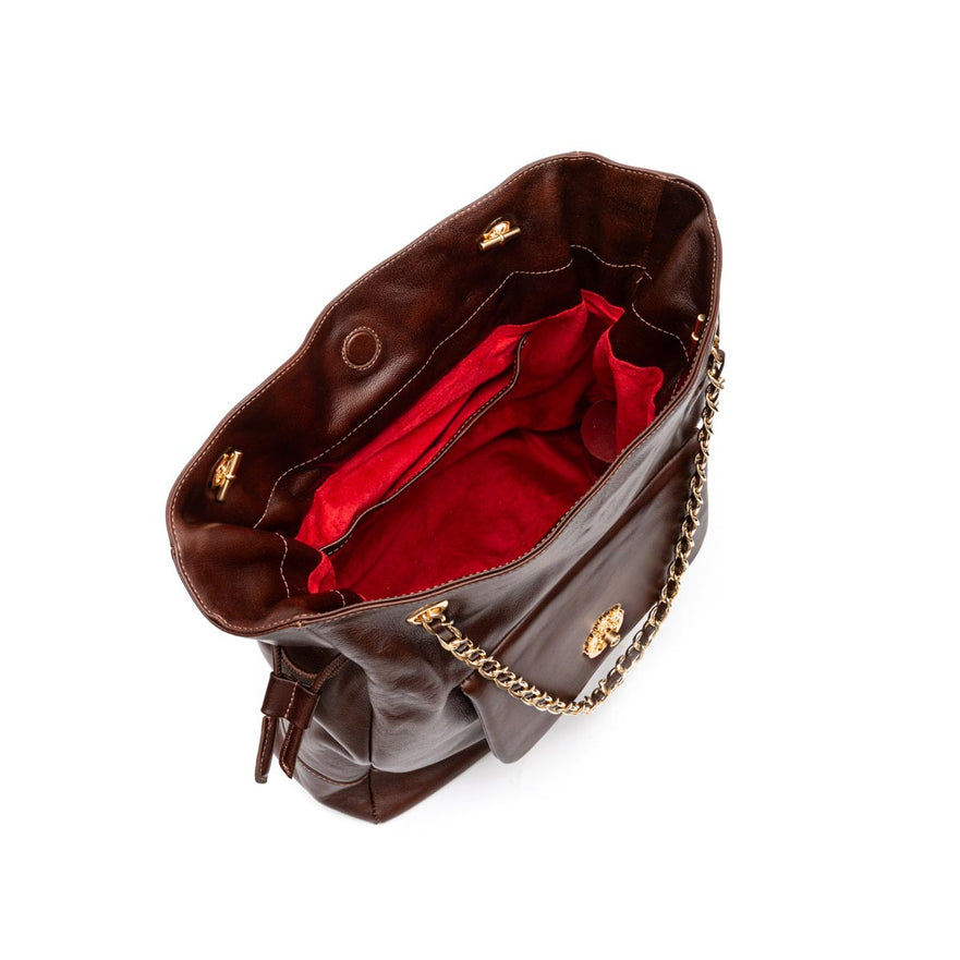 BOLSA TOTE DAHLIA MERCER GRANDE COURO ESTONADO PINHÃO