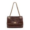 BOLSA FLAP DAHLIA CROSBY COURO PINHÃO OURO