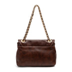 BOLSA FLAP DAHLIA CROSBY COURO PINHÃO OURO