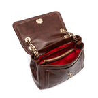 BOLSA FLAP DAHLIA CROSBY COURO PINHÃO OURO