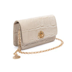 BOLSA CARTEIRA FOREVER PEQUENA COURO CAIMAN MARSHMALLOW