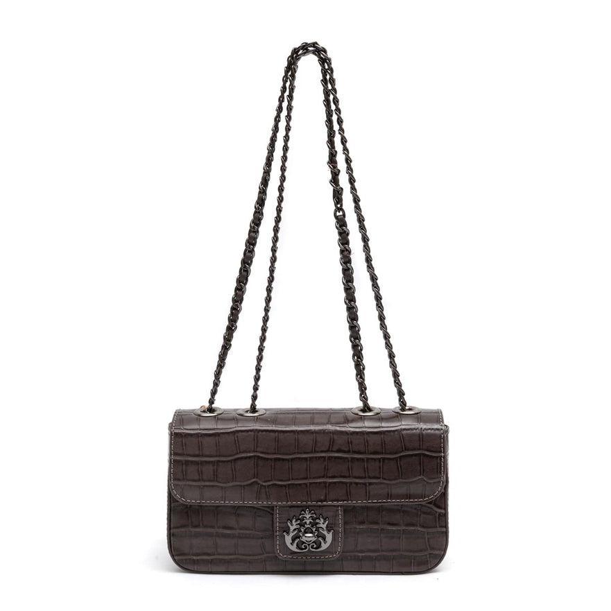BOLSA BAGUETE ANNE PEQUENA COURO EXPRESSO ONIX