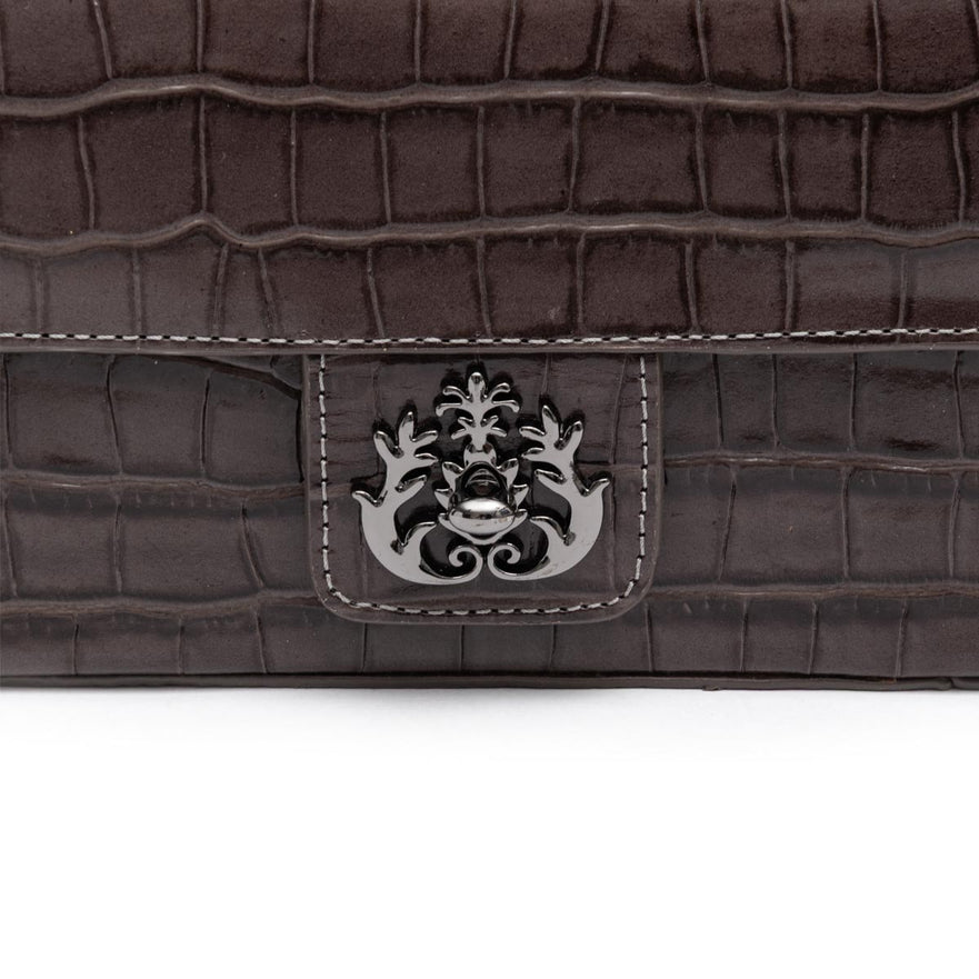 BOLSA BAGUETE ANNE PEQUENA COURO EXPRESSO ONIX