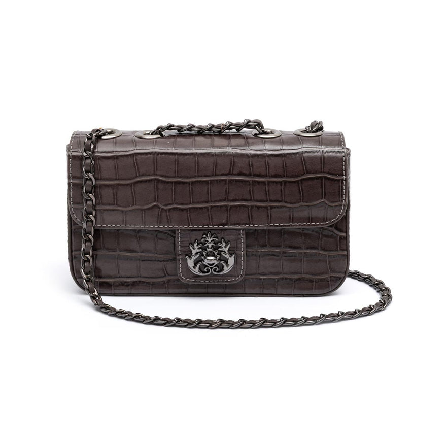 BOLSA BAGUETE ANNE PEQUENA COURO EXPRESSO ONIX