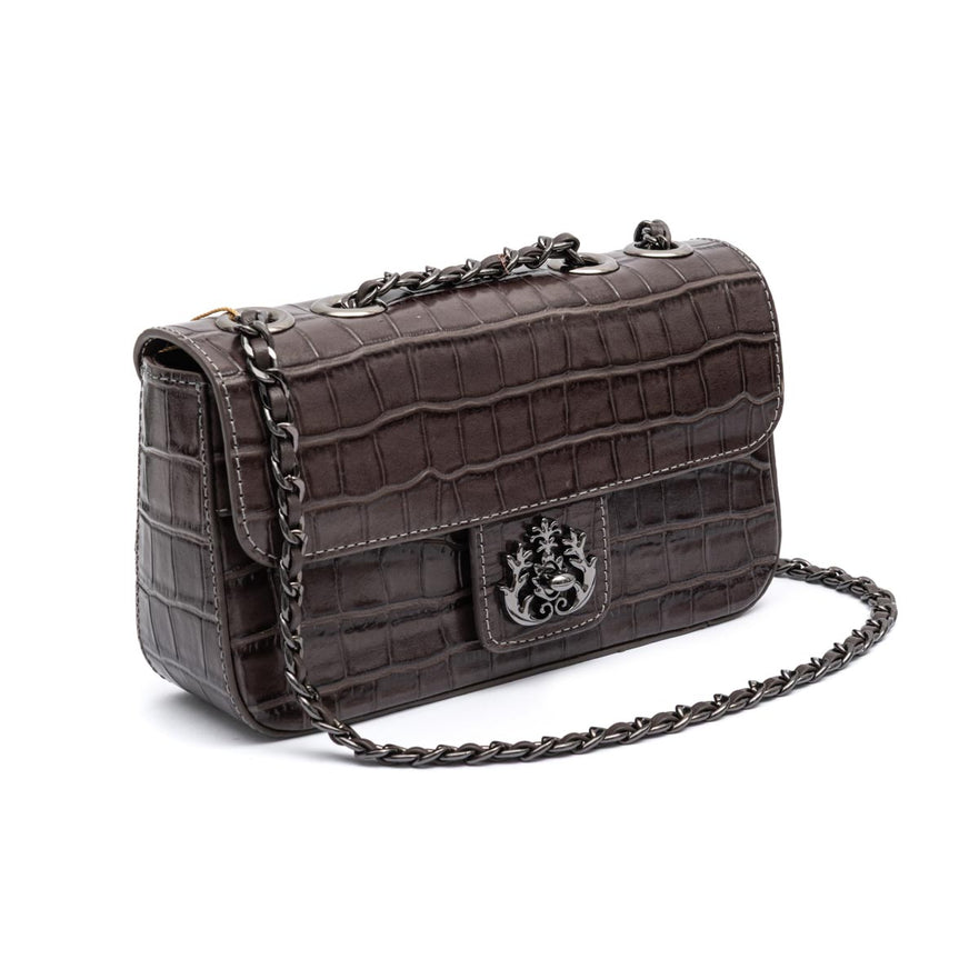 BOLSA BAGUETE ANNE PEQUENA COURO EXPRESSO ONIX