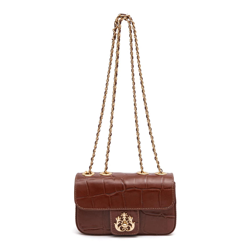 BOLSA BAGUETE  ANNE MINI COURO CANELA