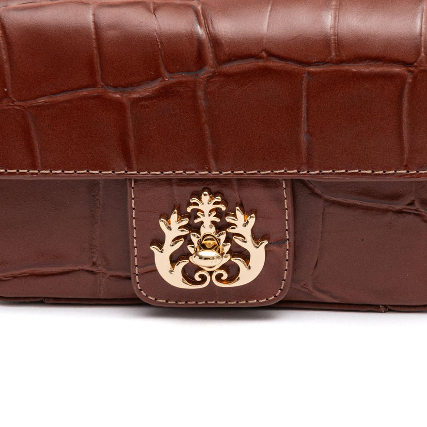 BOLSA BAGUETE  ANNE MINI COURO CANELA
