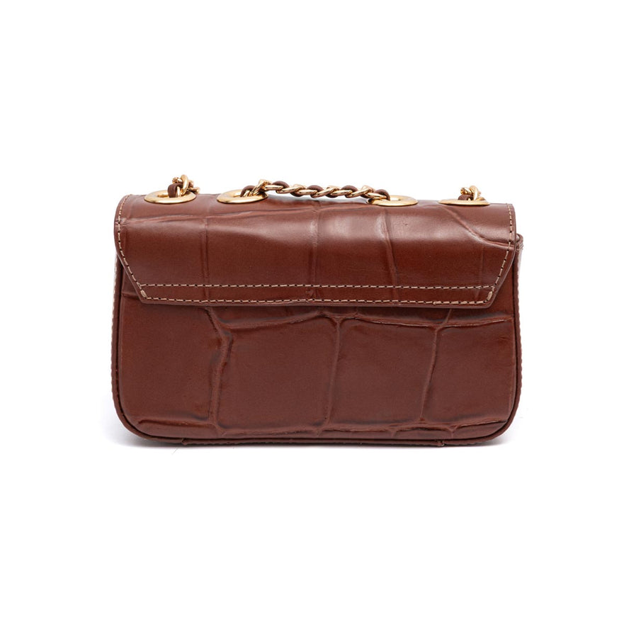 BOLSA BAGUETE  ANNE MINI COURO CANELA