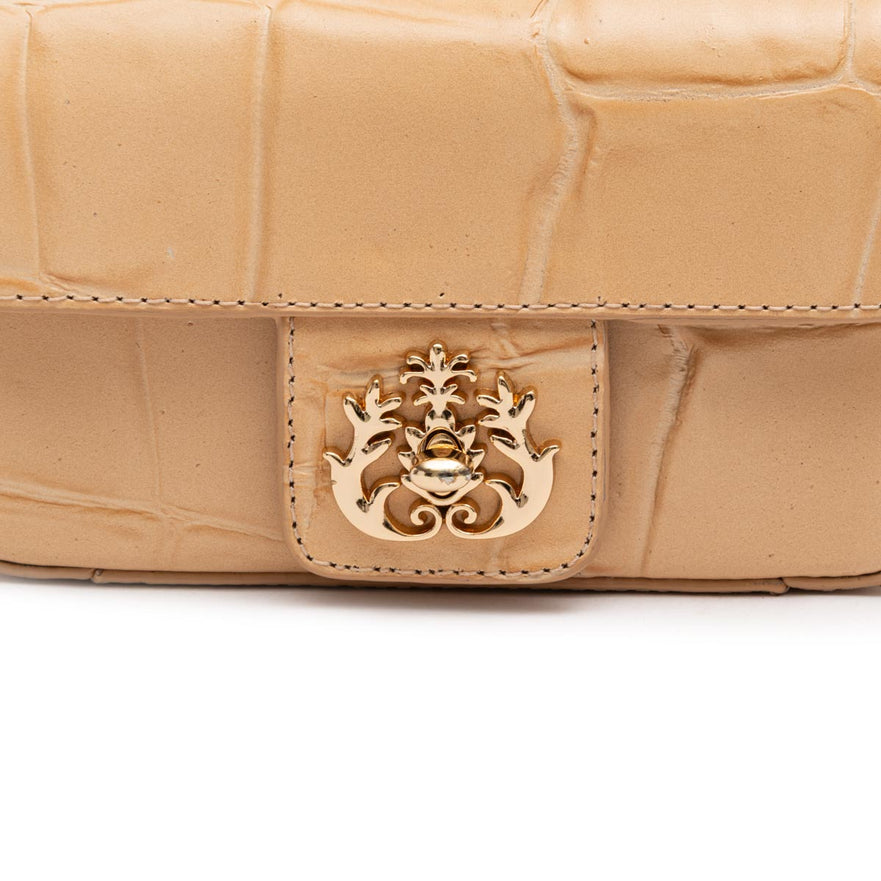 BOLSA BAGUETE ANNE MINI  COURO MACADÂMIA