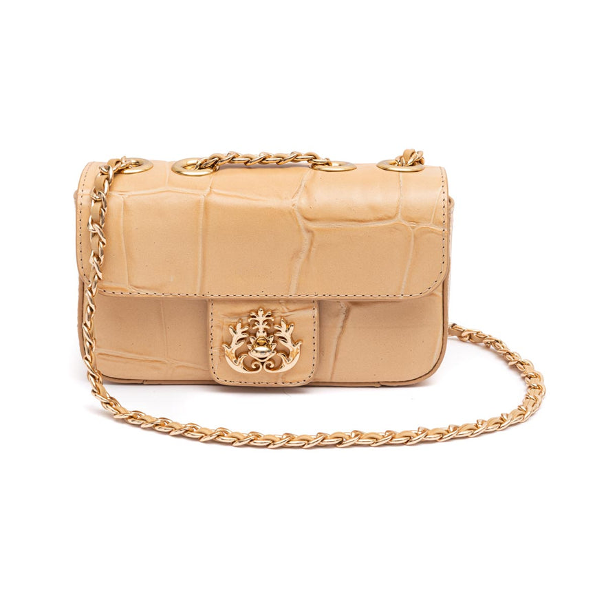 BOLSA BAGUETE ANNE MINI  COURO MACADÂMIA