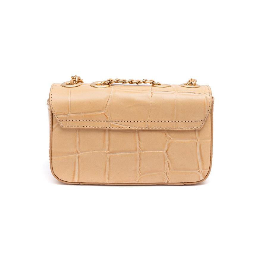 BOLSA BAGUETE ANNE MINI  COURO MACADÂMIA