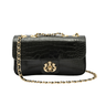 BOLSA BAGUETE ANNE PEQUENA COURO NEW CROCO PRETO OURO