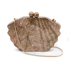BOLSA MADREPÉROLA  PEQUENA EM FORMATO CONCHA FURTA ROSE