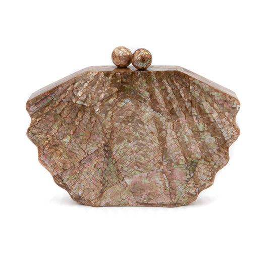 BOLSA MADREPÉROLA  PEQUENA EM FORMATO CONCHA FURTA ROSE