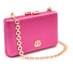 BOLSA CLUTCH EVA PEQUENA CETIM PINK OURO