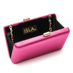 BOLSA CLUTCH EVA PEQUENA CETIM PINK OURO