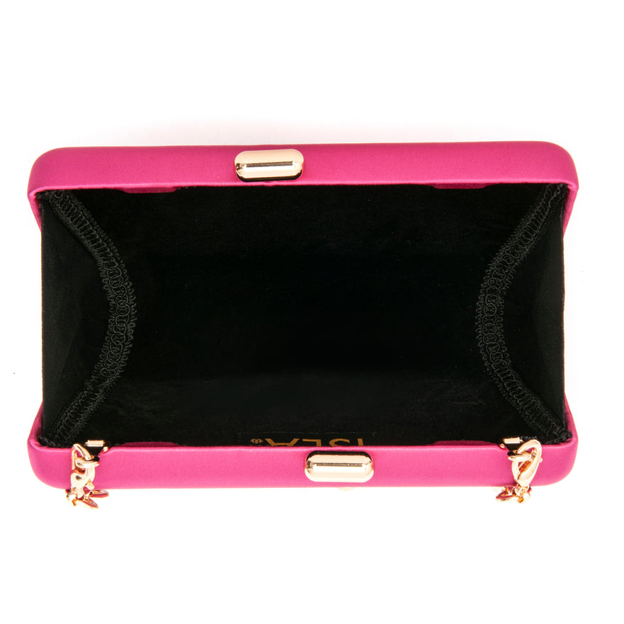 BOLSA CLUTCH EVA PEQUENA CETIM PINK OURO