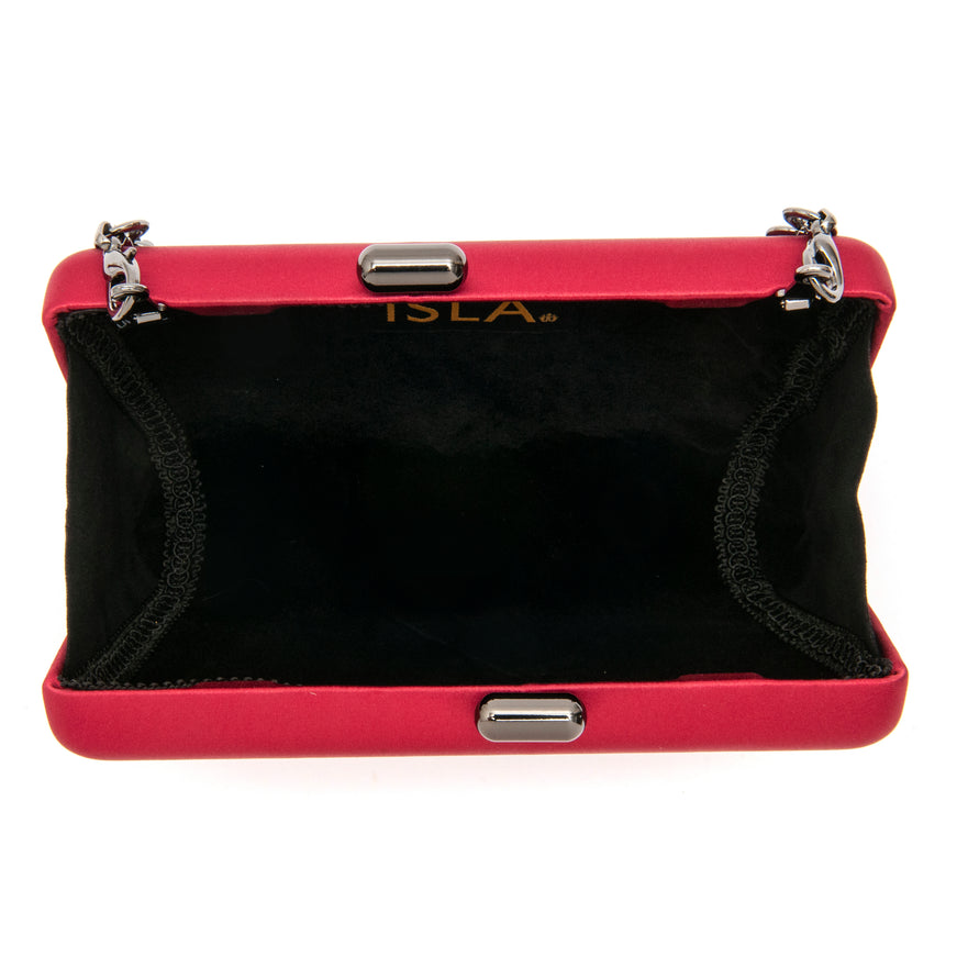 BOLSA CLUTCH EVA PEQUENA CETIM VINHO ONIX