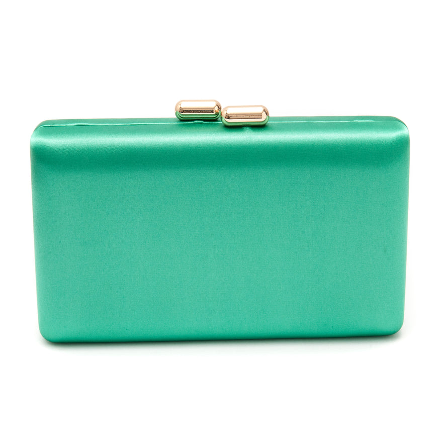BOLSA CLUTCH EVA PEQUENA CETIM VERDE OURO