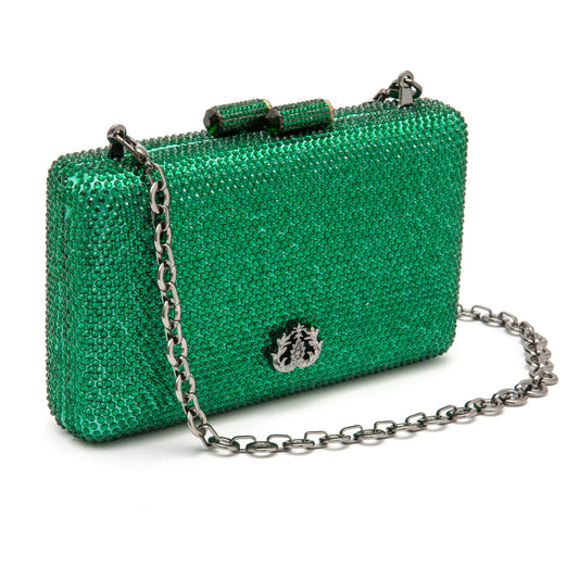 BOLSA CLUTCH EVA PEQUENA CRISTAIS VERDE ONIX