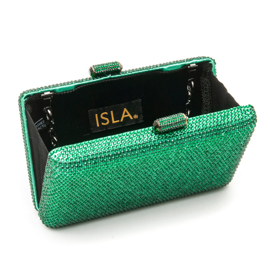 BOLSA CLUTCH EVA PEQUENA CRISTAIS VERDE ONIX