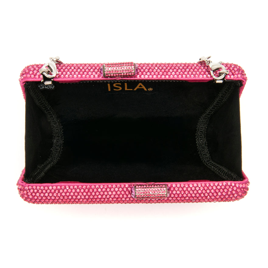 BOLSA CLUTCH EVA PEQUENA CRISTAIS PINK OURO