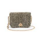 BOLSA PUFFER TWEED PEQUENA LUREX  OURO