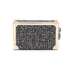 BOLSA CLUTCH TRUNK PEQUENA  METALIZADO TWEED GLAM ROXY