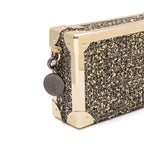BOLSA CLUTCH TRUNK PEQUENA  METALIZADO TWEED GLAM OURO