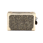 BOLSA CLUTCH TRUNK PEQUENA  METALIZADO TWEED GLAM OURO