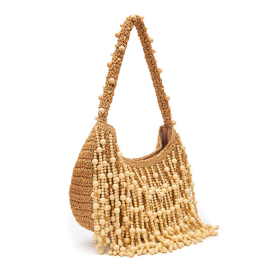 BOLSA HOBO HERA  GRANDE RÁFIA  AREIA OURO