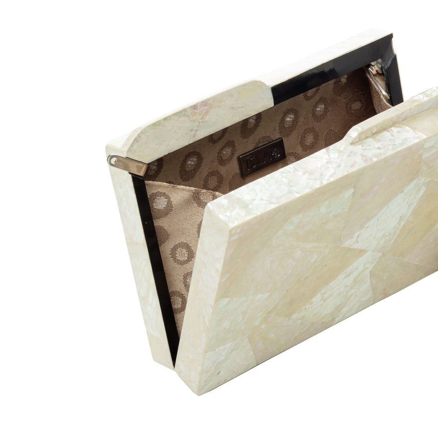 BOLSA CLUTCH MADREPÉROLA PEQUENA RETANGULAR MADRECLARA