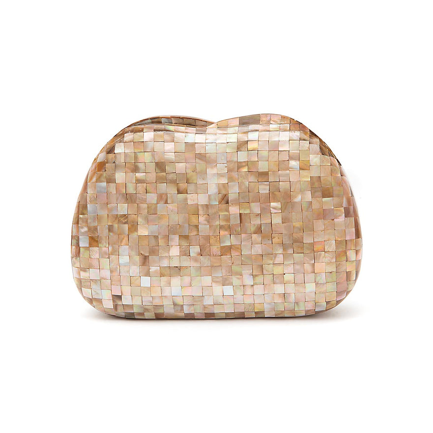 BOLSA CLUTCH MADRPÉROLA PEQUENA  ABAULADA FURTA ROSE