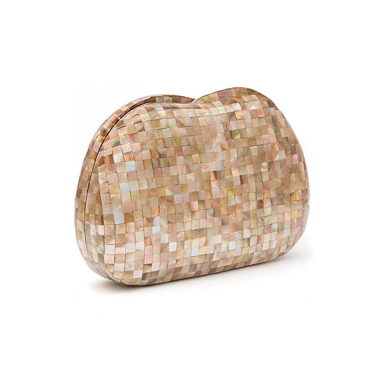 BOLSA CLUTCH MADRPÉROLA PEQUENA  ABAULADA FURTA ROSE