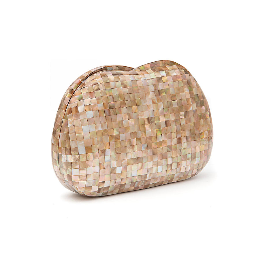 BOLSA CLUTCH MADRPÉROLA PEQUENA  ABAULADA FURTA ROSE