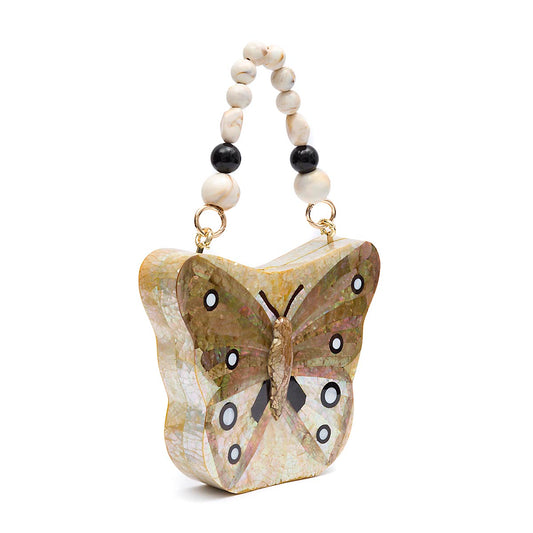 BOLSA CLUTCH MADREPÉROLA MÉDIA  BORBOLETA